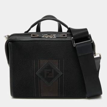 Pre Owned Fendi Black Fabric and Leather Mini Lui Bag