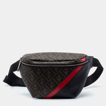 Pre Owned Fendi Multicolor Zucca Coated Canvas And Leather FF Motif Belt Bag