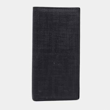 Pre Owned Fendi Black Coated Canvas Long Wallet
