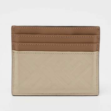 Pre Owned Fendi Tri Color FF Embossed Leather Card Holder