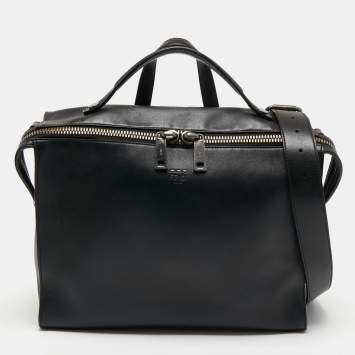Pre Owned Fendi Black Leather Lui Briefcase