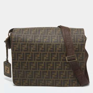 Pre Owned Fendi Tobacco Zucca Coated Canvas Spalmati Messenger Bag
