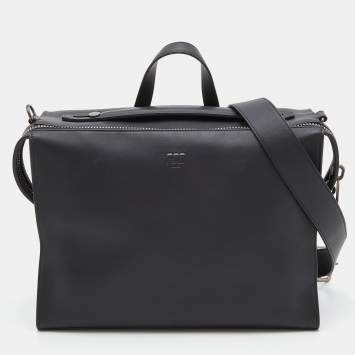 Pre Owned Fendi Black Leather Lui Briefcase