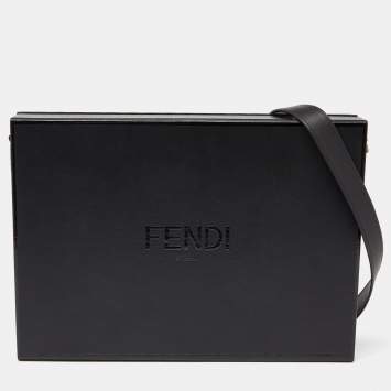 Pre Owned Fendi Black Leather Box Messenger Bag