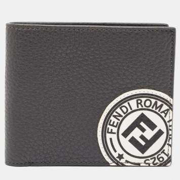Pre Owned Fendi Grey Leather Roman Bifold Wallet