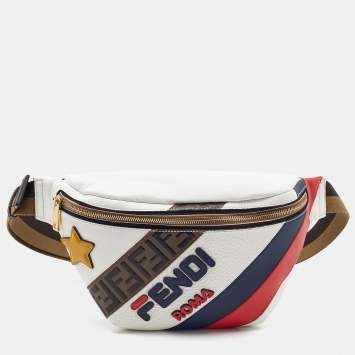 Pre Owned Fendi x Fila White/Multicolor Leather Belt Bag