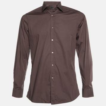 Pre Owned Fendi Brown Cotton Buttoned Up Shirt M