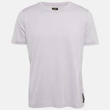 Pre Owned Fendi Lavender O’Lock Embroidered Jersey T-Shirt XL