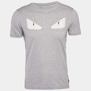 Fendi Grey Cotton Monster Eye Applique Detail T-Shirt M