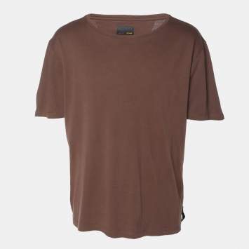 Fendi Brown Jersey Crew Neck T-Shirt L