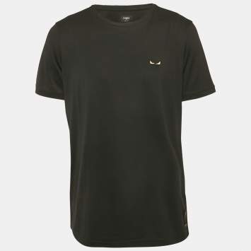 Fendi Black Monster Eyes Embroidered Jersey T-Shirt XL