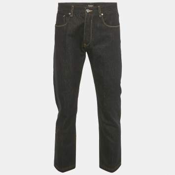 Pre Owned Fendi Navy Blue Denim Regular Fit Jeans L Waist 34"
