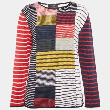 Pre Owned Fendi Multicolor Striped Knit Sweatshirt  M