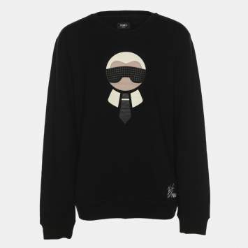 Pre Owned Fendi x Karl Lagerfeld Black Knit Sweatshirt XL