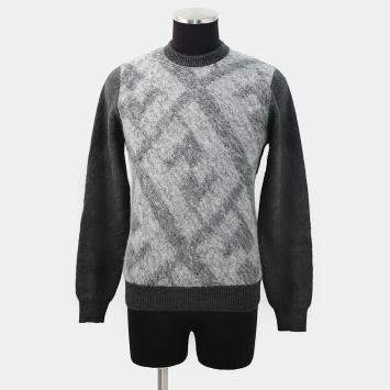 Pre Owned Fendi Zucca Crew Neck Knit Size 46 Gray  