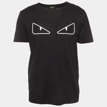 Pre Owned Fendi Black Bag Bugs Appliqué Jersey Crewneck T-Shirt XXL