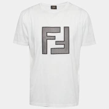 Pre Owned Fendi White FF Logo Jersey Short Sleeve T-Shirt XXL 