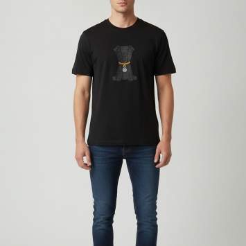 Pre Owned Fendi Black Zucca Dog Appliqué Jersey Crewneck T-Shirt M