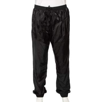 Pre Owned Fendi Black Synthetic Monogram & Pequin Motif Track Pants XXL 