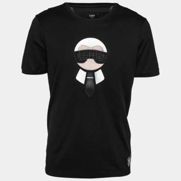 Pre Owned Fendi Black Cotton Karl Loves Fendi Crew Neck T-Shirt XXL