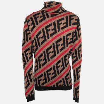 Pre Owned Fendi Brown Wool Forever Turtleneck Long Sleeve Sweater XL