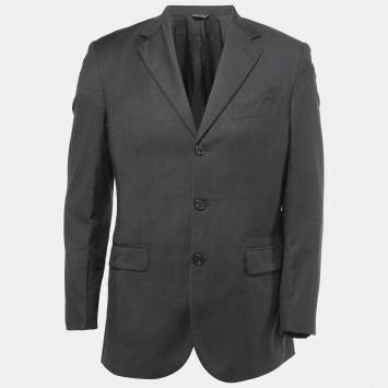 Pre Owned Fendi Vintage Grey Wool Single Breasted Blazer M