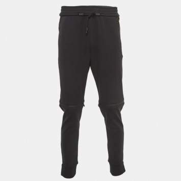 Pre Owned Fendi Black Jersey and Mesh Zip Knee Joggers M