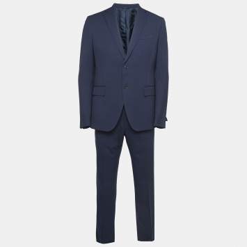 Pre Owned Fendi Navy Blue Wool Suit L