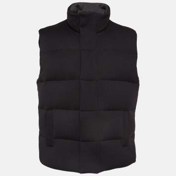 Pre Owned Fendi Black Nylon Blend Zipper Puffer Vest L
