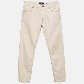 Pre Owned Fendi Cream Denim Skinny Jeans M Waist 31"