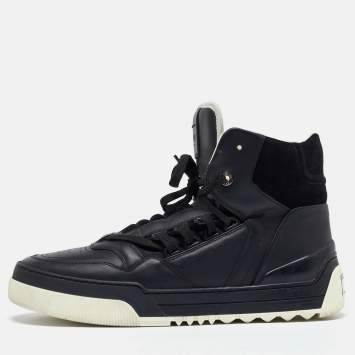 Pre Owned Fendi Black Leather and Suede Tank High Top Sneakers Size 40