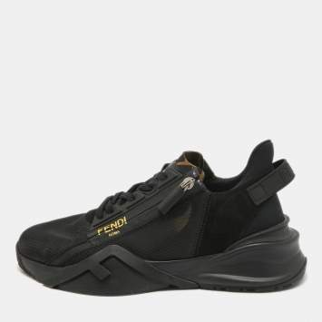 Pre Owned Fendi Black Suede and Mesh Flow Low Top Sneakers Size 42