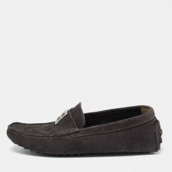 Pre Owned Fendi Dark Grey Suede Slip on Driving Loafers Size 40