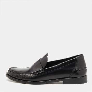 Pre Owned Fendi Black Leather Slip On Loafers Size 42.5