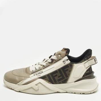 Pre Owned حذاء رياضي فندي فلو شبك وجلد شامواه أبيض مقاس 41