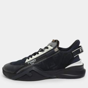 مملوكة مسبقًا Fendi Flow Size 44 Blue Leather Mesh Low Top Sneakers