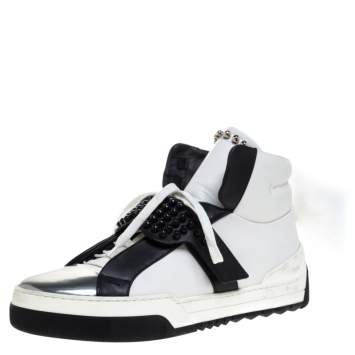 Pre Owned Fendi Tricolor Leather Karlito Studded High Top Sneakers Size 41