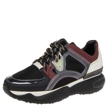 Pre Owned Fendi Multicolor PVC And Leather Lace Up Sneakers Size 41