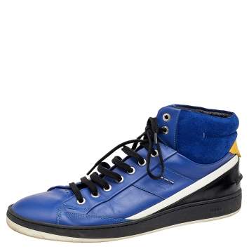 Pre Owned Fendi Multicolor Leather And Suede High Top Sneakers Size 43