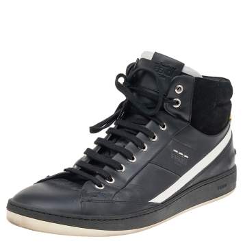 Pre Owned Fendi Multicolor Leather And Suede High Top Sneakers Size 44