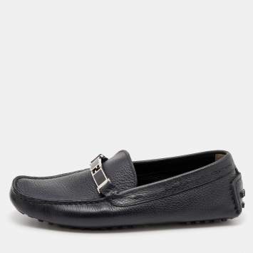 Pre Owned Fendi Black Leather Slip On Loafers Size 40