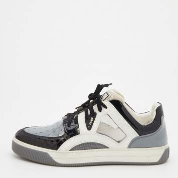 Pre Owned Fendi Multicolor Patent Leather and Mesh Fancy Low Top Sneakers Size 40