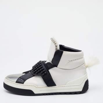 Pre Owned Fendi Tricolor Leather Karlito Studded High Top Sneakers Size 41