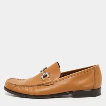 مملوكة مسبقًا Salvatore Ferragamo Brown Leather Gancio Slip On Loafers Size 44.5