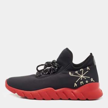 Pre Owned Fendi Black Nylon Roma Amors Low Top Sneakers Size 40
