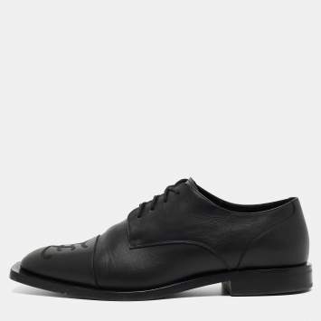 Pre Owned Fendi Black Leather Lace Up Derby Size 42