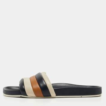 Pre Owned Fendi Multicolor Quilted Leather Flat Slides Size 42
