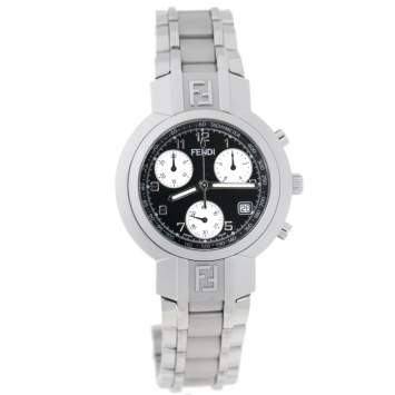 Pre Owned Fendi Black Stainless Steel Orologi 4500G Chronograph Men's Wristwatch 39 mm