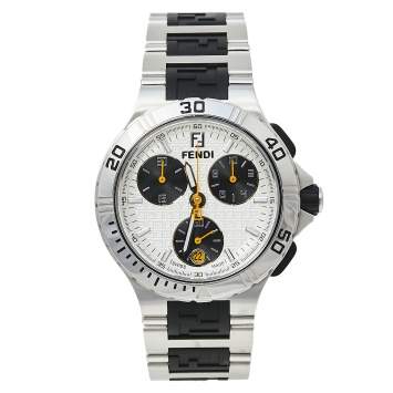 Pre Owned Fendi Silver Stainless Steel Chronograph 4800M Men's Wristwatch 38 mm