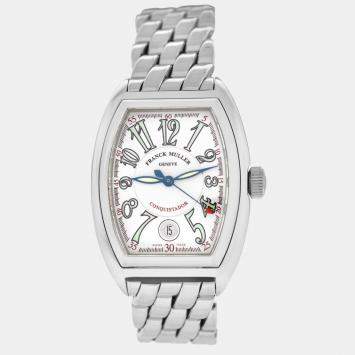 Franck Muller White Stainless Steel Conquistador 8000 Automatic Men's Wristwatch 35 mm